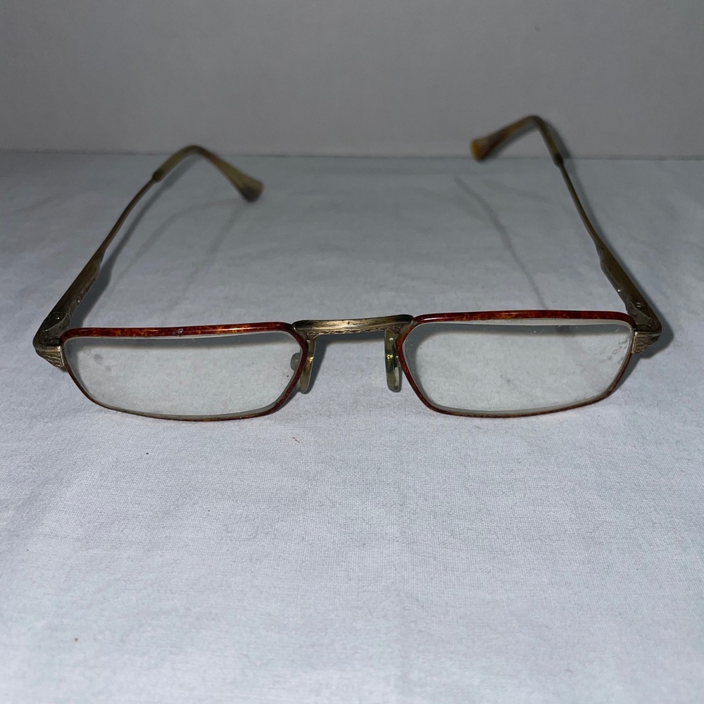 Vintage Burberrys Rectangular Eyeglass Frames Gold Tortoise Designer Glasses